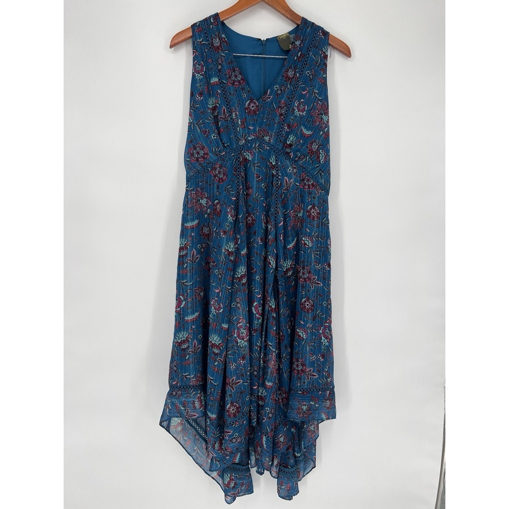 Anthropology Taylor Women's Maxi Dress Blue  Multi Floral Print  Size 8